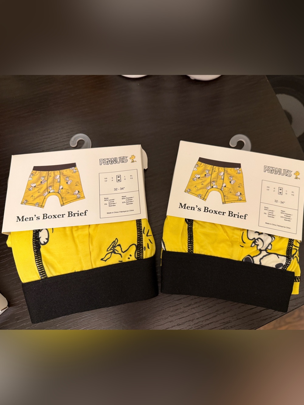 Peanuts Snoopy Character Yellow Boxer Briefs Bundle Mens M NWT
